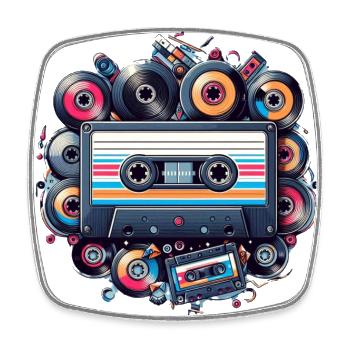 Kassette - Viereckiger Kühlschrankmagnet - Weiß - Vorne
