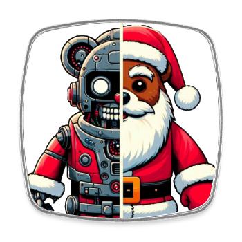 Santarobot - Viereckiger Kühlschrankmagnet - Weiß - Vorne