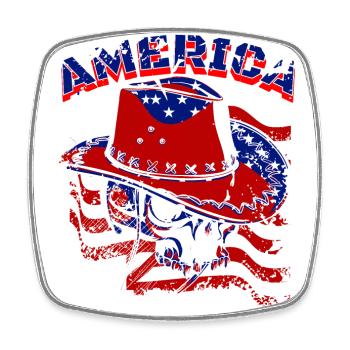Un beau crâne de cow-boy avec un design de drapeau américain - Magnet carré - blanc - Devant