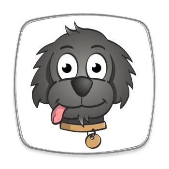 Fröhliche Illustration eines Hundekopfes. - Viereckiger Kühlschrankmagnet - Weiß - Vorne