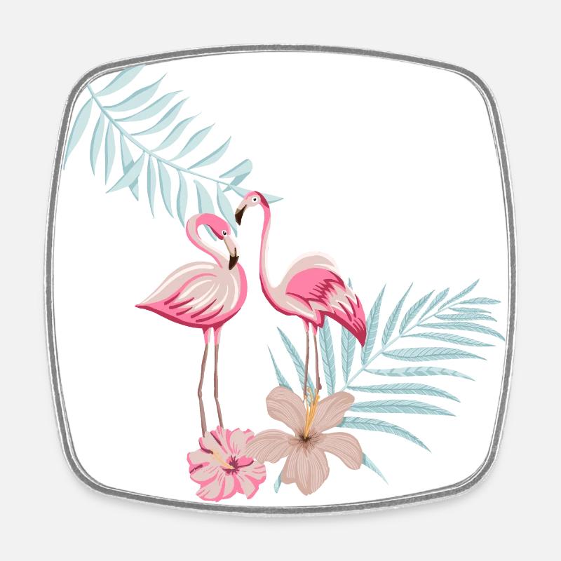 flamingos - Square fridge magnet - white