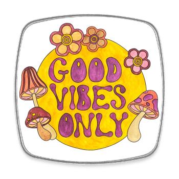 Good Vibes Only 70s Funky Groovy Flower Power 60E - Square fridge magnet - white - Front