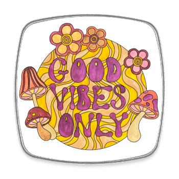 Good Vibes Only 70s Funky Groovy Flower Power 60E - Square fridge magnet - white - Front
