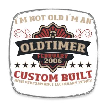 18th Birthday Classic Car February Vintage 2006 - Square fridge magnet - white - Front