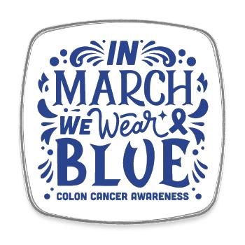 Prévention cancer du côlon colorectal ruban bleu - Magnet carré - blanc - Devant