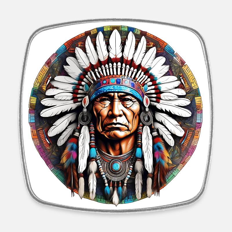 INDIEN - 2 - Magnet carré - blanc