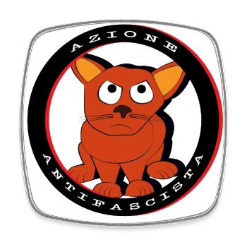 Chat Antifasciste - Autocollant Résistance - Magnet carré - blanc - Devant