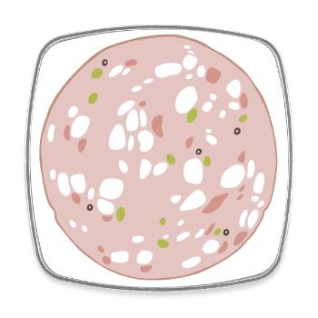 Mortadella - Viereckiger Kühlschrankmagnet - Weiß - Vorne