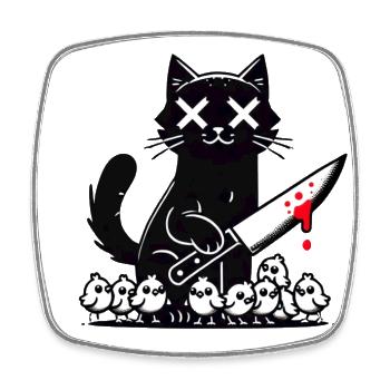 "Schützende schwarze Katze – Schwarzes Humor T-Shirt" - Viereckiger Kühlschrankmagnet - Weiß - Vorne