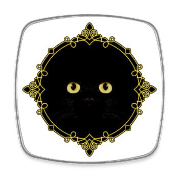 Schwarze Katze Abzeichen - Pixel Art - Viereckiger Kühlschrankmagnet - Weiß - Vorne