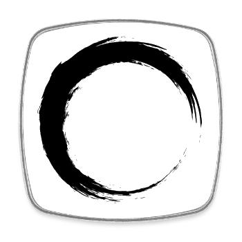 Circle black - Square fridge magnet - white - Front