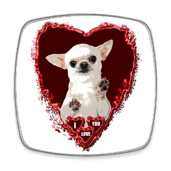 Mutter, meine Mutter liebt Valentine Chihuahua - Viereckiger Kühlschrankmagnet - Weiß - Vorne