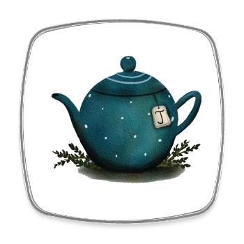 Teatime -Teekanne Tee - Viereckiger Kühlschrankmagnet - Weiß - Vorne