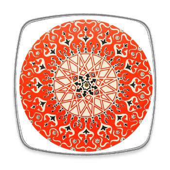 Rosace mandala vintage - Magnet carré - blanc - Devant