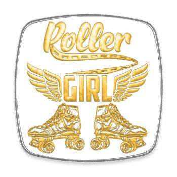 Roller Girl Gold | Roller skates Roller skating - Square fridge magnet - white - Front