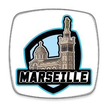 Logo Marseille - Magnet carré - blanc - Devant
