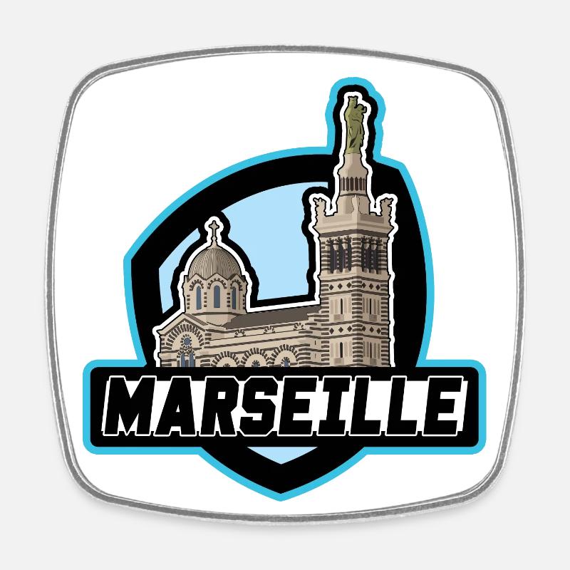 Logo Marseille - Magnet carré - blanc