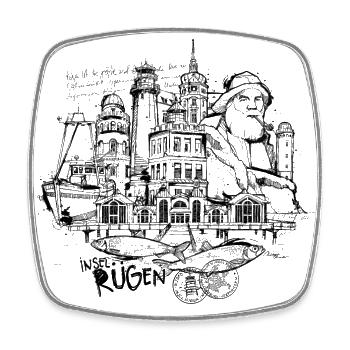 Rügen Drawing - Square fridge magnet - white - Front