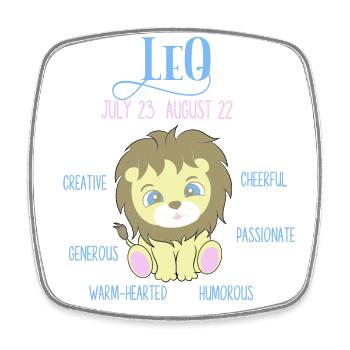 Signe du zodiaque bébé lion pour les garçons - Magnet carré - blanc - Devant