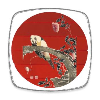 Japanische Kunst Vintage - Viereckiger Kühlschrankmagnet - Weiß - Vorne