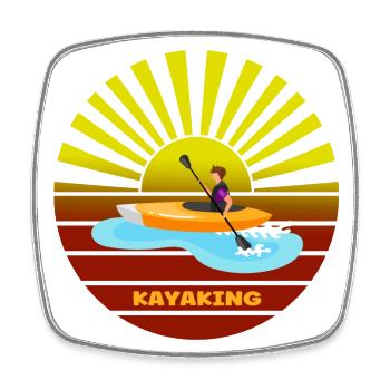 Vintage Sunset Kajakfahren - Viereckiger Kühlschrankmagnet - Weiß - Vorne