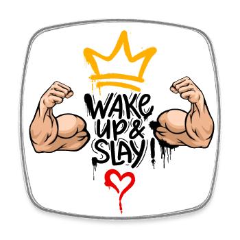 Wake Up & Slay - Viereckiger Kühlschrankmagnet - Weiß - Vorne