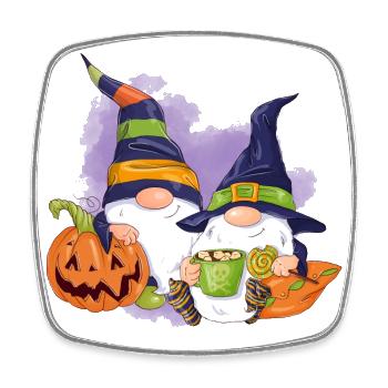 Halloween-Wichtel - Viereckiger Kühlschrankmagnet - Weiß - Vorne