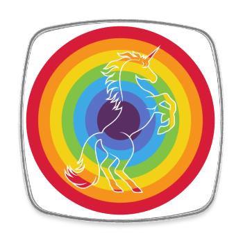Cercle arc-en-ciel avec licorne - Magnet carré - blanc - Devant