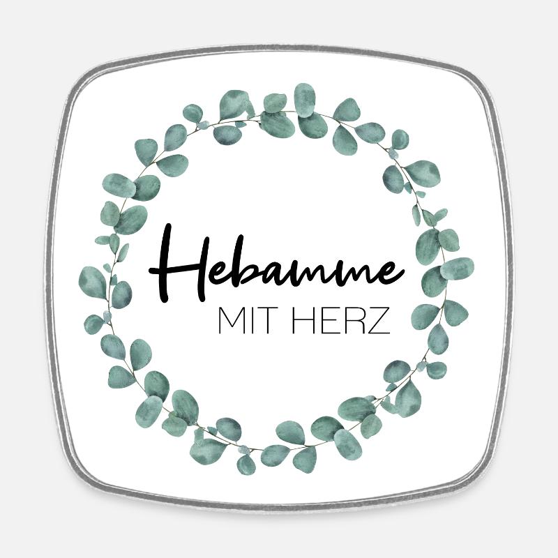 Hebamme mit Herz - Viereckiger Kühlschrankmagnet - Weiß