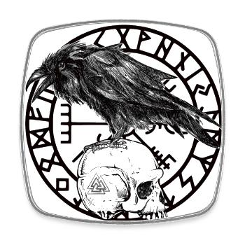 Skull Vegvisir - Viereckiger Kühlschrankmagnet - Weiß - Vorne