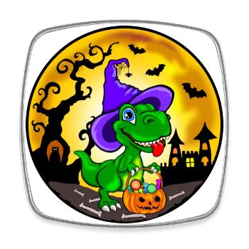 T-Rex Halloween - Dinosaur Halloween - Square fridge magnet - white - Front