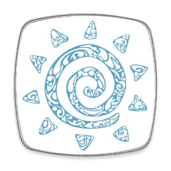 Blue sun drawing - Square fridge magnet - white - Front