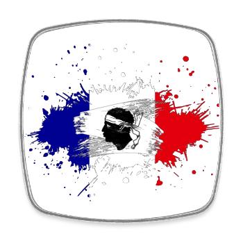 Splash Tricolore Korsika - Viereckiger Kühlschrankmagnet - Weiß - Vorne
