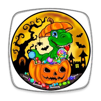 Dinosaure Halloween - Dino Citrouille Enfants - Magnet carré - blanc - Devant