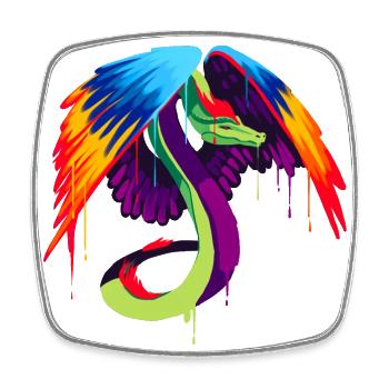 A Beautiful and Fun Couatl Dragon Design - Square fridge magnet - white - Front