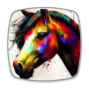 Portrait de cheval coloré - Magnet carré - blanc - Devant