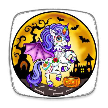 Licorne Halloween 2022 - Magnet carré - blanc - Devant