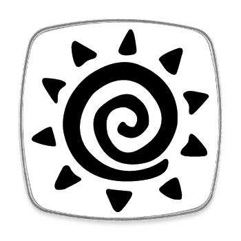 Einfache Sonnenzeichnung, Mantra-Symbol - Viereckiger Kühlschrankmagnet - Weiß - Vorne