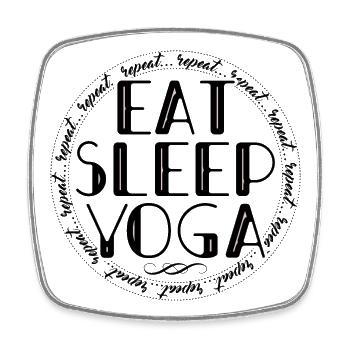 Eating, Sleeping, Yoga, Repeating - Wellness Routine - Square fridge magnet - white - Front