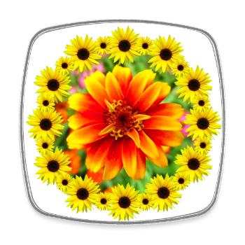 bunte Blume mit Sonnenblumen, Blumenranke, blumig - Viereckiger Kühlschrankmagnet - Weiß - Vorne