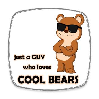 Ein Kerl der coole Bären liebt - lustiger Teddy - Viereckiger Kühlschrankmagnet - Weiß - Vorne