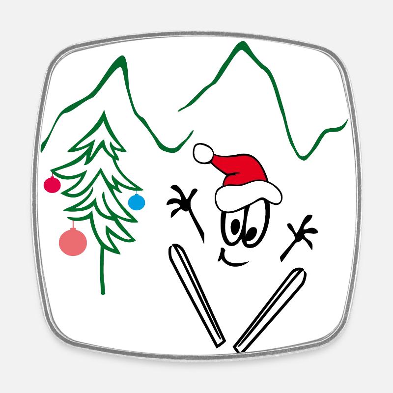 Sauteurs à ski, Joyeux Noël - Magnet carré - blanc