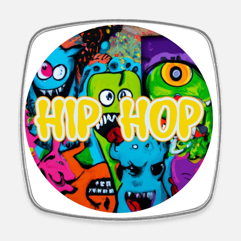 Hip Hop Graffiti - Square fridge magnet - white