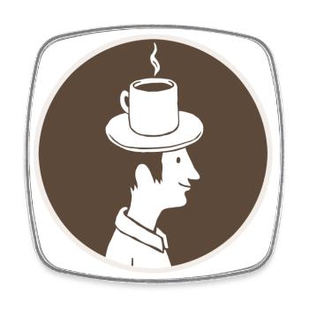 Kaffeehut Mann - Viereckiger Kühlschrankmagnet - Weiß - Vorne