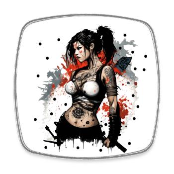 Badass Ninja Girl - Magnet carré - blanc - Devant