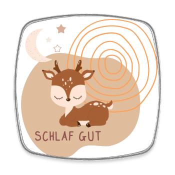 Schlaf Gut | Schlafendes Reh | Boho-Style - Viereckiger Kühlschrankmagnet - Weiß - Vorne