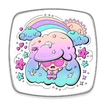 Sunshine bubble head cutie - Square fridge magnet - white - Front