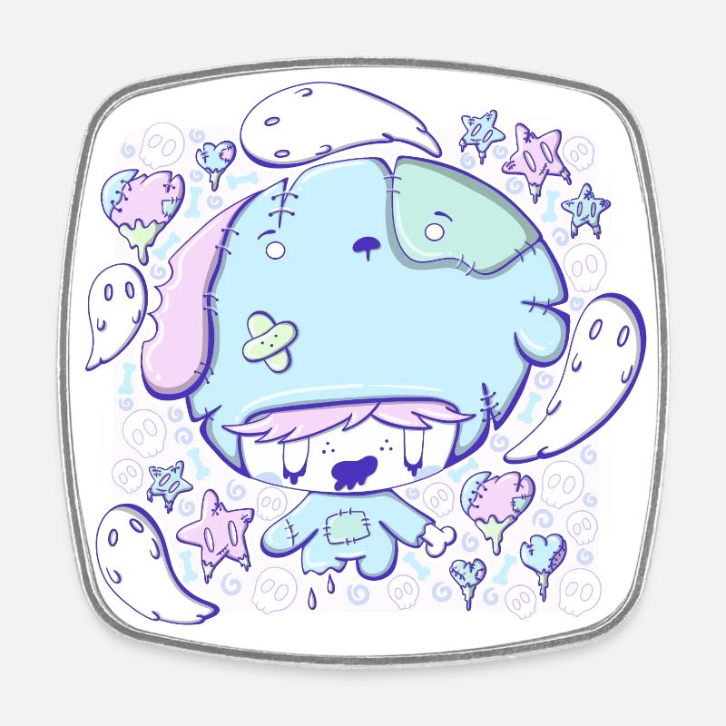 Cute Zombie Puppy bubble head cutie - Square fridge magnet - white