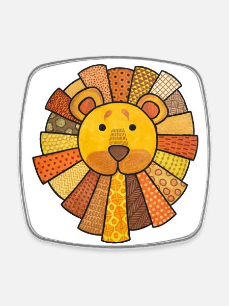Lion cute baby lion kids kawaii nursery - Square fridge magnet - white