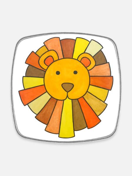 Lion Cute Baby Lion Kids kawaii Kindergarten - Square fridge magnet - white